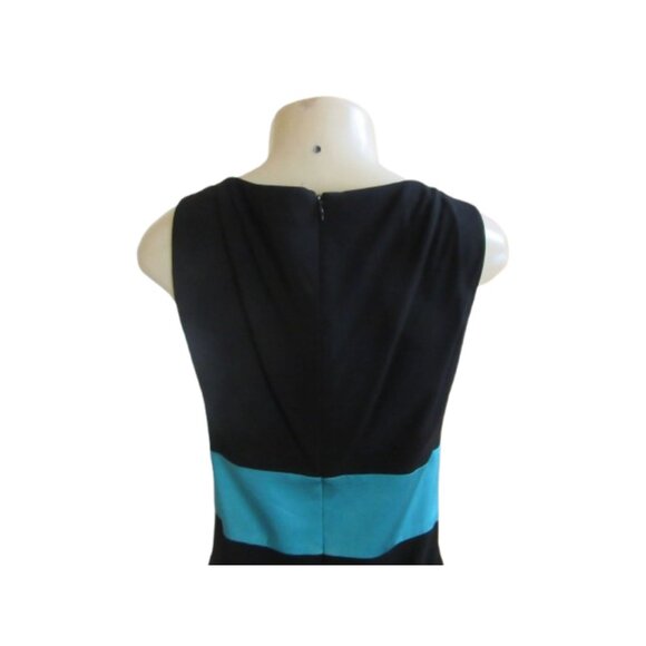 Kay Unger Black & Teal Polyester Rayon Silk Formal Evening Dress Size 8 - Picture 6 of 7